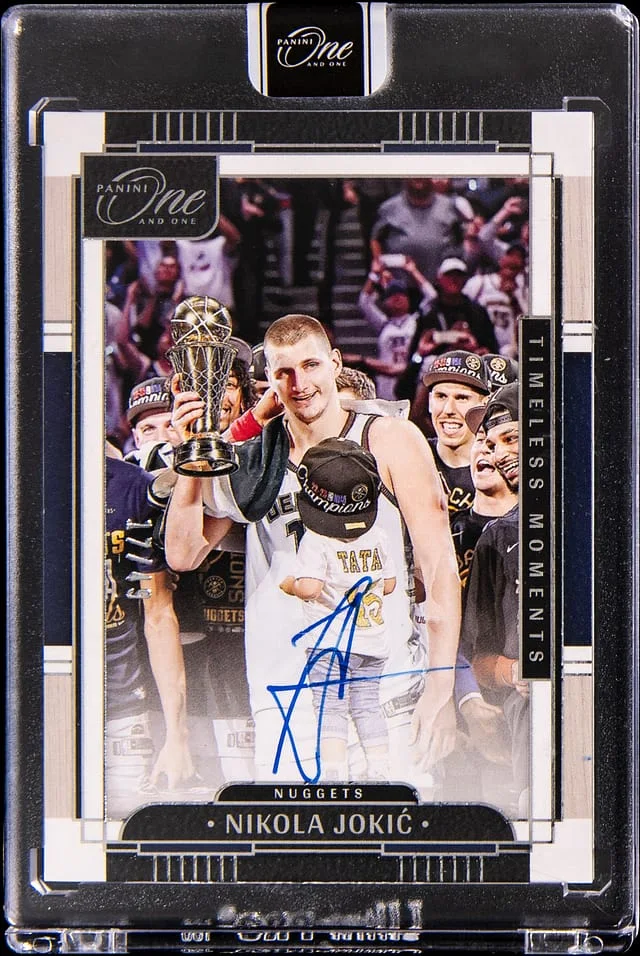 2023-24 Panini Nikola Jokic One & One Timeless Moments Autograph #TMA-NKJ card image