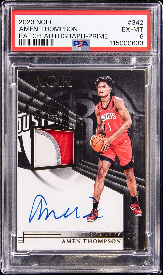 2023-24 Panini Noir Amen Thompson Patch Autograph Prime #342 card image
