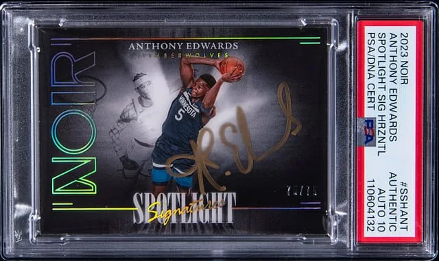 2023-24 Panini Noir Anthony Edwards Spotlight Signature Horizontal #SSH-ANT card image