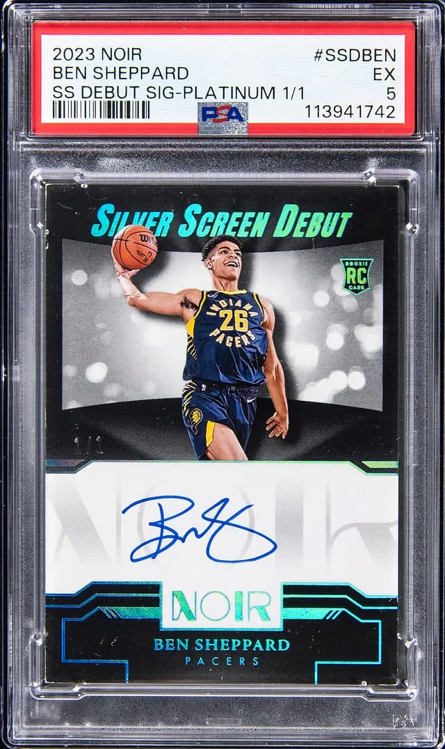 2023-24 Panini Noir Ben Sheppard Silver Screen Debut Signatures Platinum #SSD-BEN card image