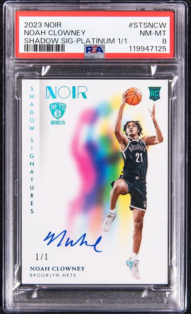 2023-24 Panini Noir Noah Clowney Shadow Signatures Platinum #STS-NCW card image