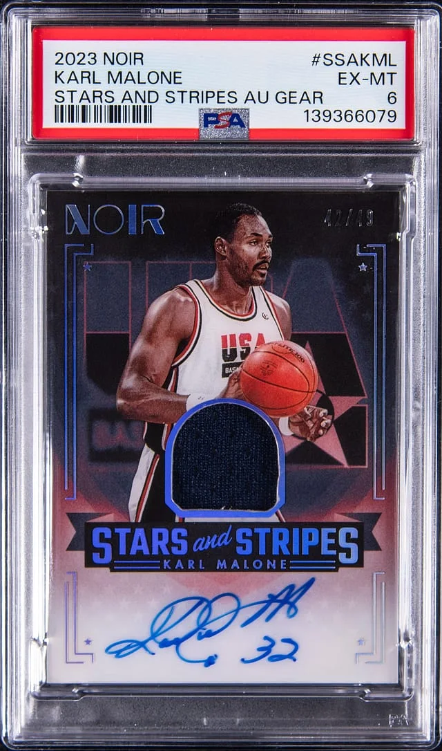 2023-24 Panini Noir Signed Game-Used Stars And Stripes Autograph Gear #SSA-KML card image