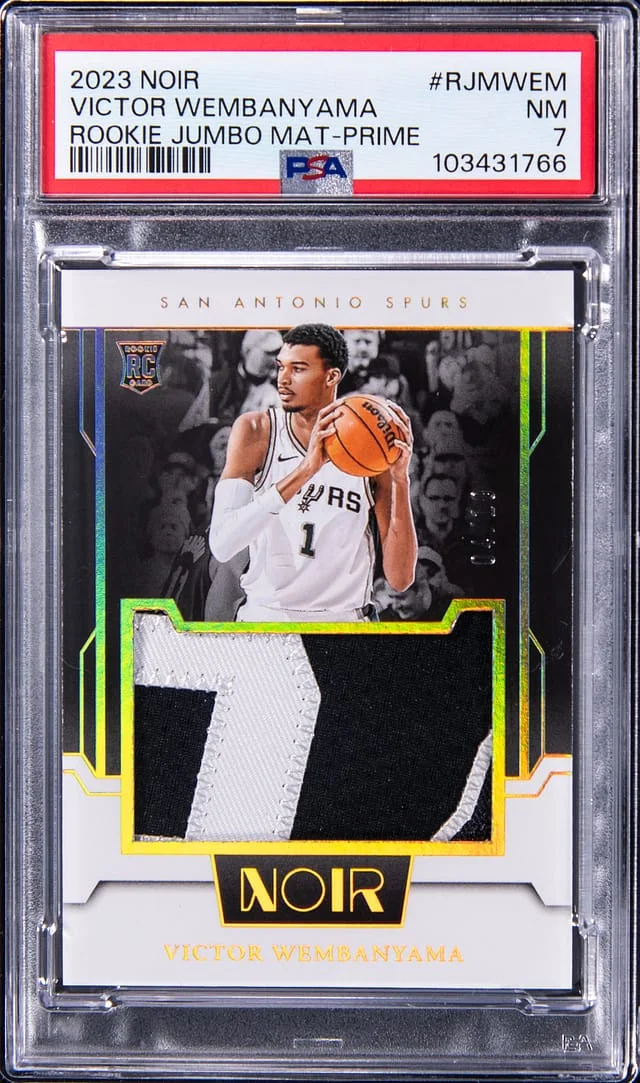 2023-24 Panini Noir Victor Wembanyama Jumbo Materials Prime #RJM-WEM card image