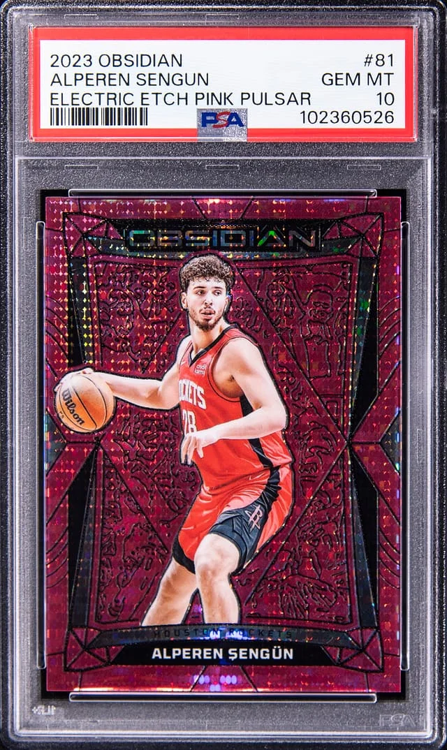 2023-24 Panini Obsidian Alperen Sengun Electric Etch Pink Pulsar #81 card image