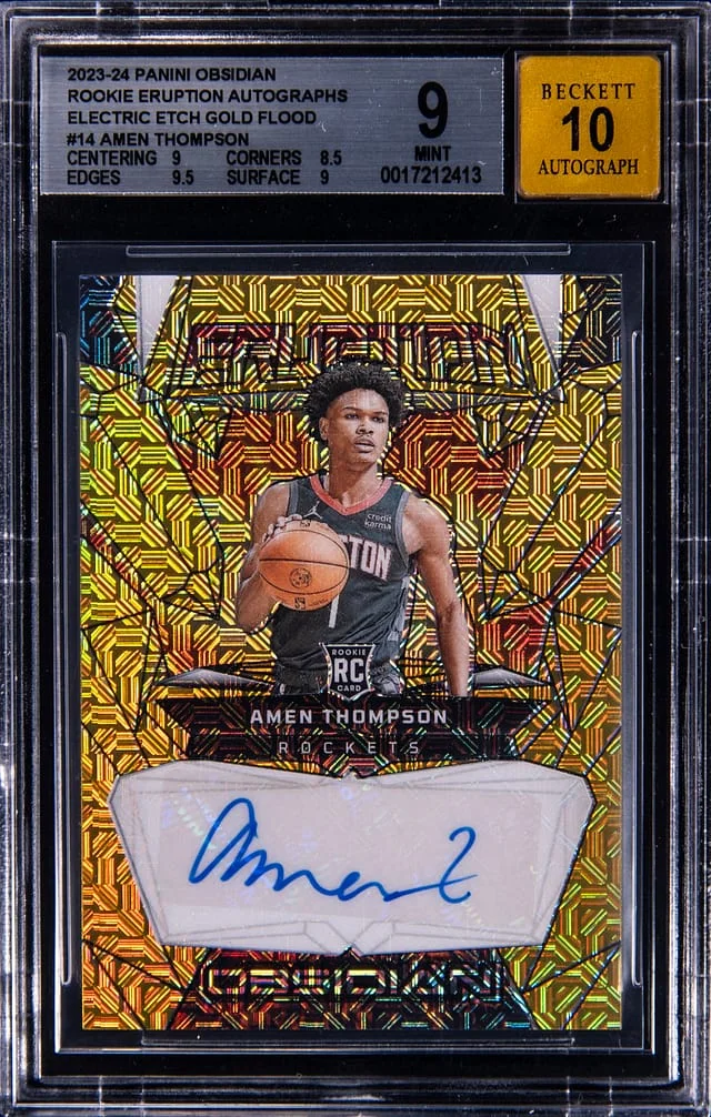 2023-24 Panini Obsidian Amen Thompson Eruption Autographs Electric Etch Gold Flood #RE-AMN card image
