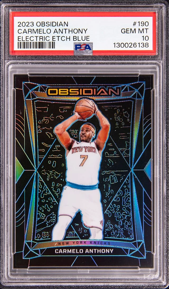 2023-24 Panini Obsidian Carmelo Anthony Electric Etch Blue #190 card image