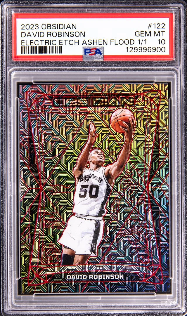 2023-24 Panini Obsidian David Robinson Electric Etch Ashen Flood #122 card image