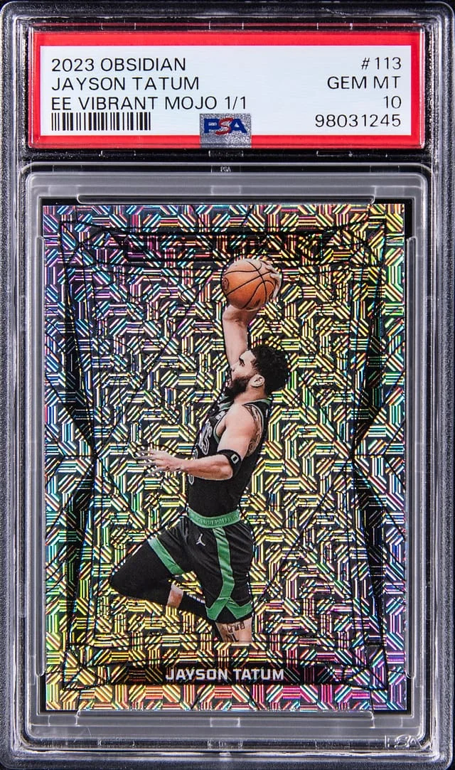 2023-24 Panini Obsidian Jayson Tatum Electric Etch Vibrant Mojo #113 card image