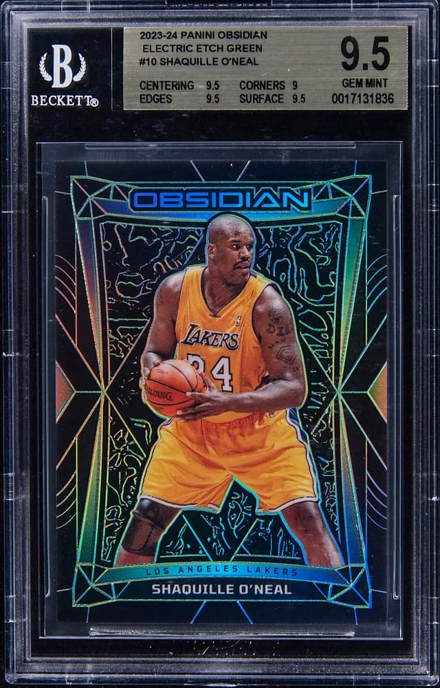 2023-24 Panini Obsidian Shaquille O'Neal Electric Etch Green #10 card image