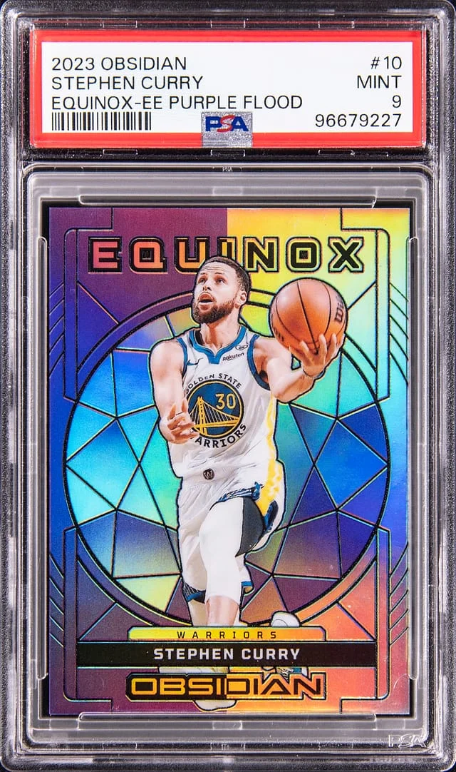 2023-24 Panini Obsidian Stephen Curry Equinox Electric Etch Purple Flood #10 card image