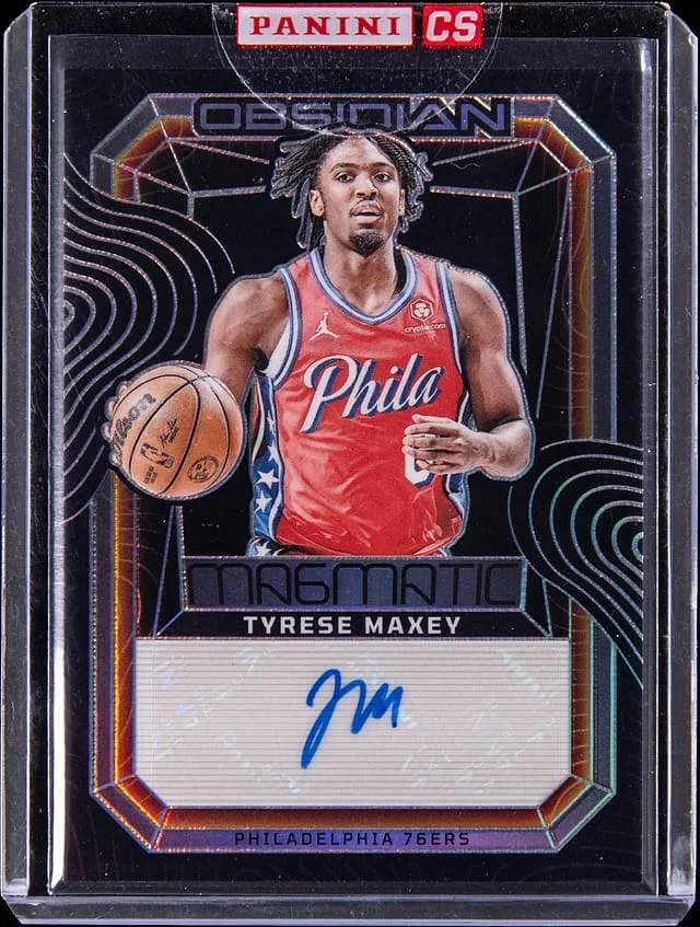 2023-24 Panini Obsidian Tyrese Maxey Magmatic Signatures #MS-MAX card image