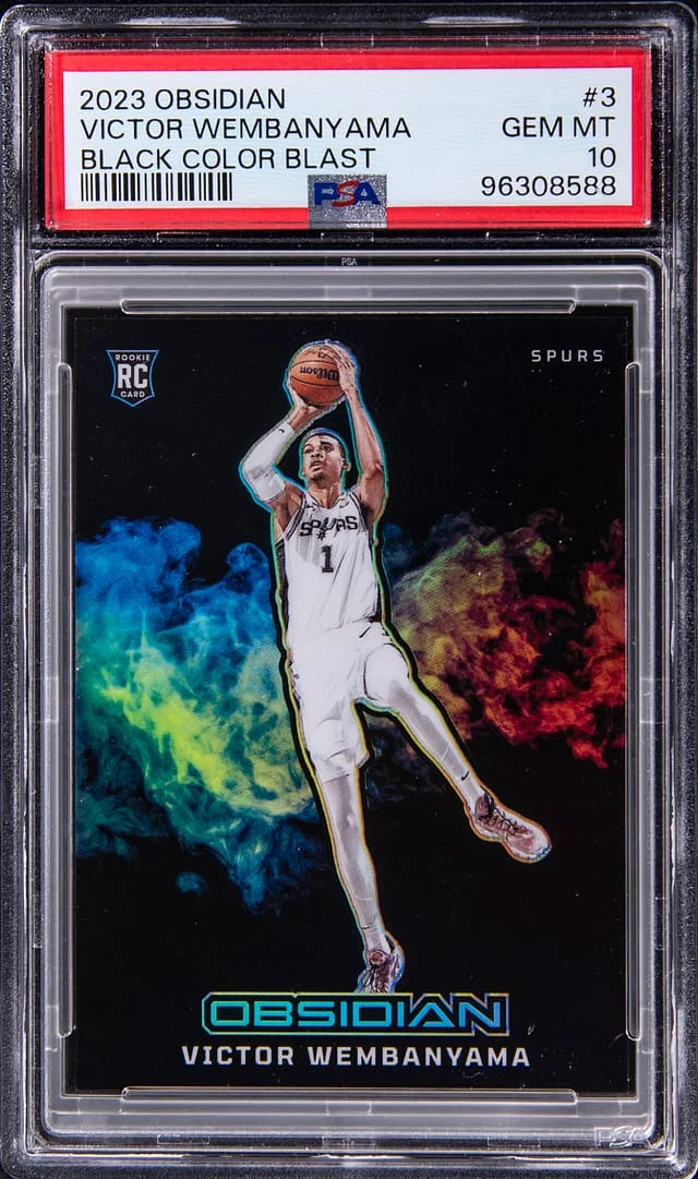 2023-24 Panini Obsidian Victor Wembanyama Black Color Blast #3 card image