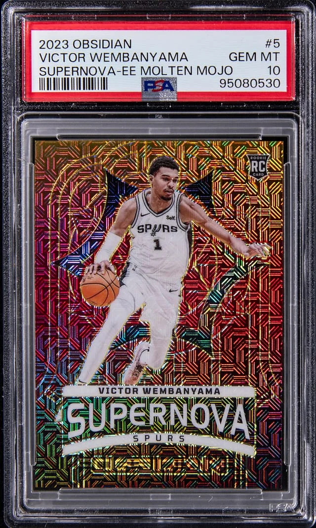 2023-24 Panini Obsidian Victor Wembanyama Supernova Electric Etch Molten Mojo #5 card image