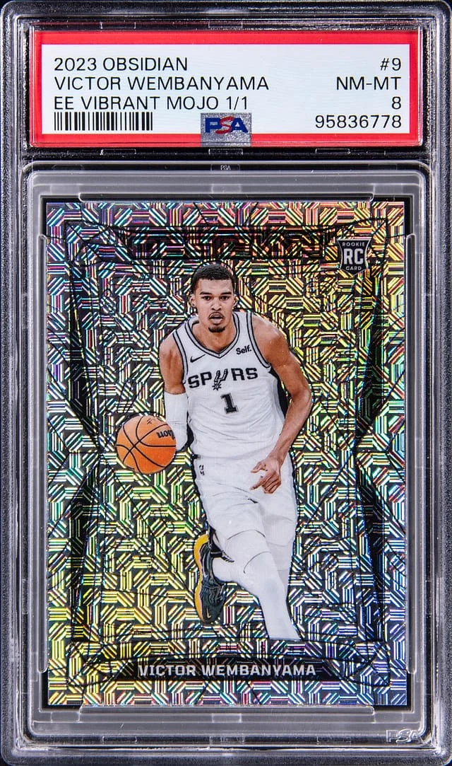 2023-24 Panini Obsidian Victor Wembanyama Electric Etch Vibrant Mojo #9 card image
