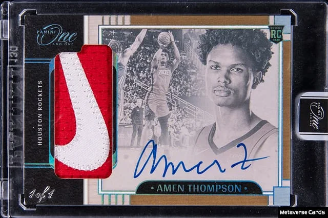 2023-24 Panini One and One Amen Thompson Jersey Autographs Platinum #RJA-AMT card image