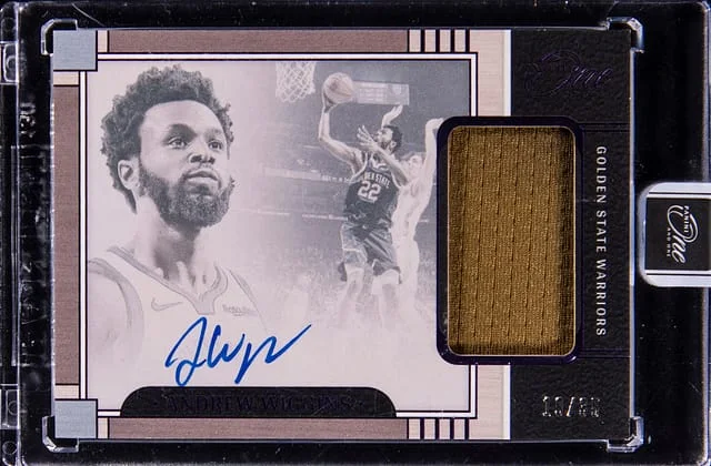 2023-24 Panini One and One Andrew Wiggins Jersey Autograph #JA-AWG card image