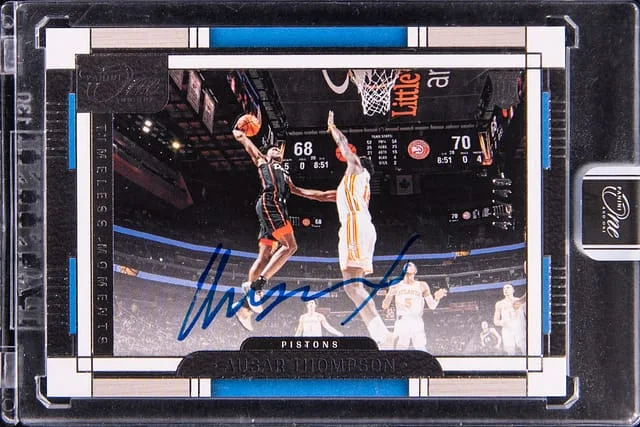 2023-24 Panini One and One Ausar Thompson Timeless Moments Autographs Blue #TMA-AUT card image