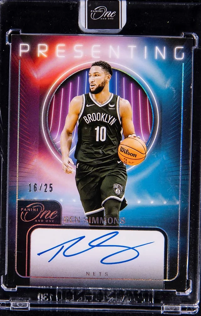 2023-24 Panini One and One Ben Simmons Presenting Autograph Red #P-BEN card image