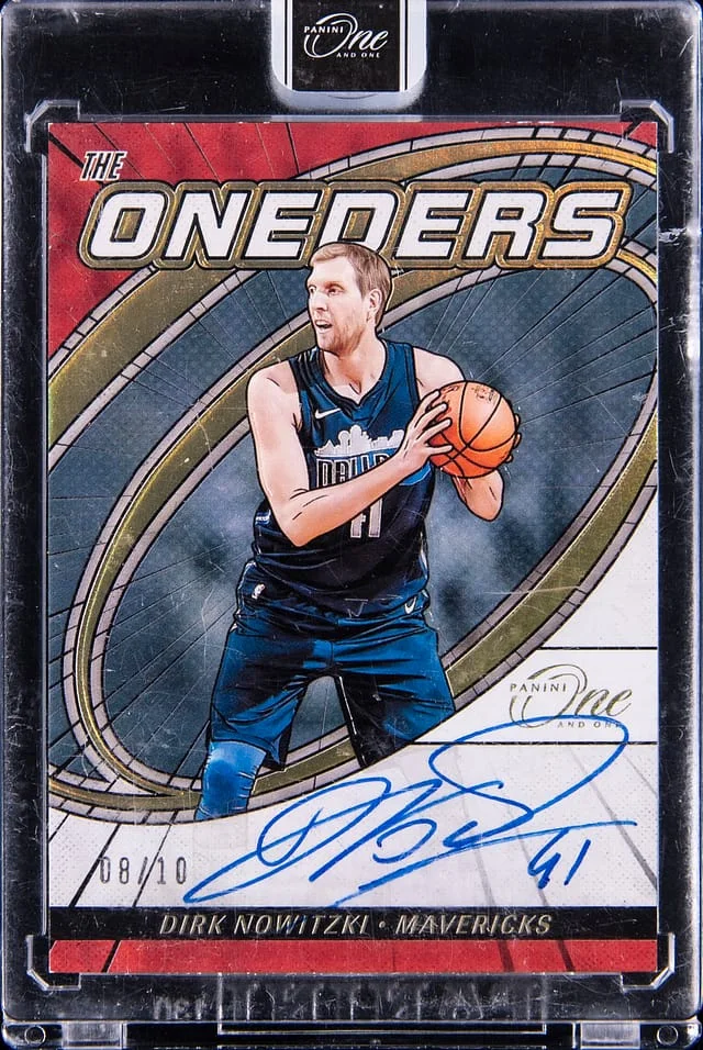 2023-24 Panini One and One Dirk Nowitzki The Oneders Signatures Gold #TOS-DNW card image