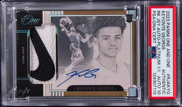 2023-24 Panini One and One Keyonte George Jersey Autographs Platinum #RJA-KYG card image