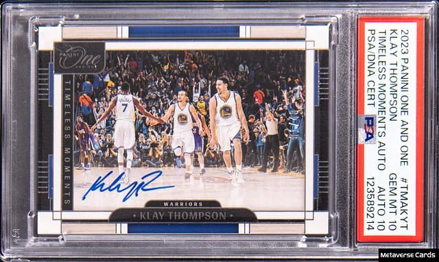 2023-24 Panini One and One Klay Thompson Timeless Moments Autograph #TMA-KYT card image