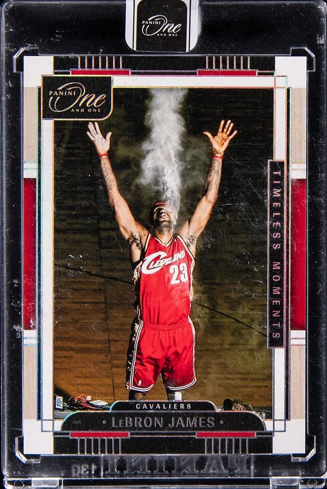 2023-24 Panini One and One LeBron James - Panini Encased Timeless Moments FOTL #TM-LJC card image