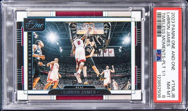 2023-24 Panini One and One LeBron James Timeless Moments Platinum #TM-LJB card image