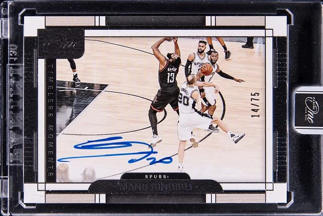 2023-24 Panini One and One Manu Ginobili Timeless Moments #TMA-MGB card image