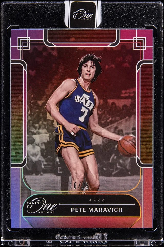 2023-24 Panini One and One Panini One and One Purple Pete Maravich - Panini Encased #no-number card image