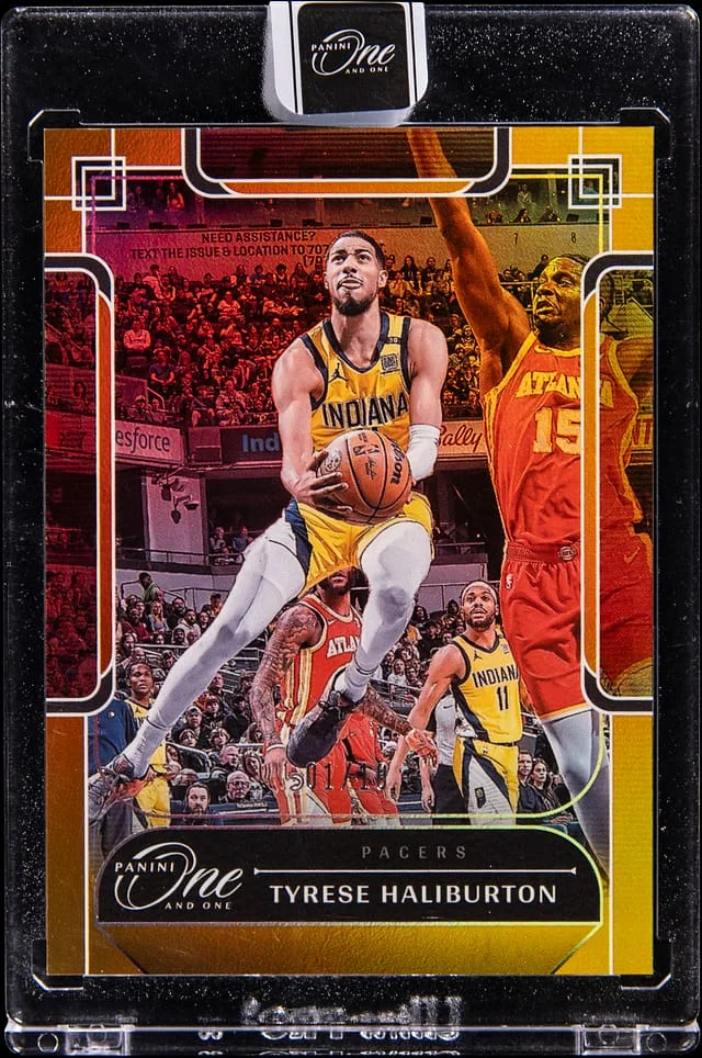 2023-24 Panini One and One Tyrese Haliburton - Panini Encased Gold #75 card image