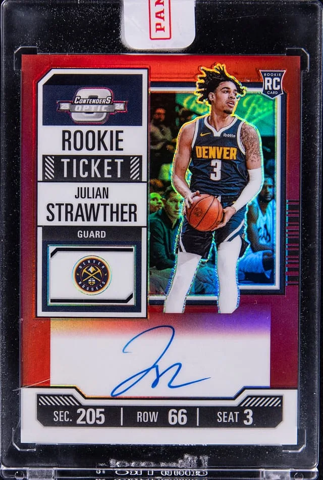 2023-24 Panini Optic Julian Strawther Contenders Red Autograph #116 card image