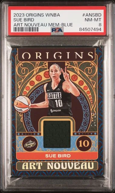 2023-24 Panini Origins Sue Bird WNBA Art Nouveau Memorabilia Blue #AN-SBD card image