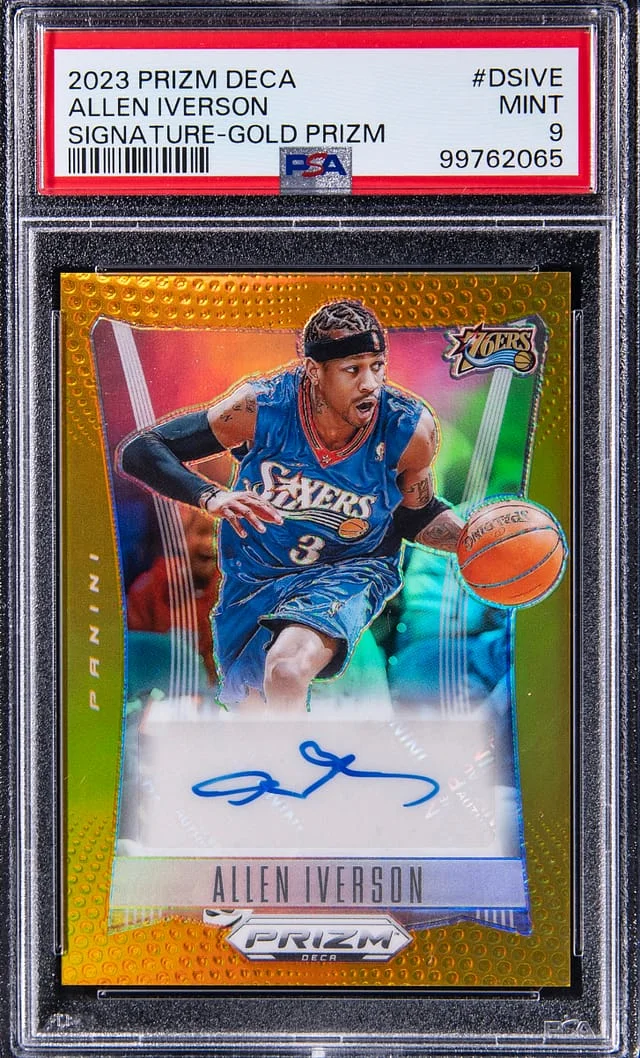 2023-24 Panini Prizm Allen Iverson Deca Signature Gold Prizm #DS-IVE card image