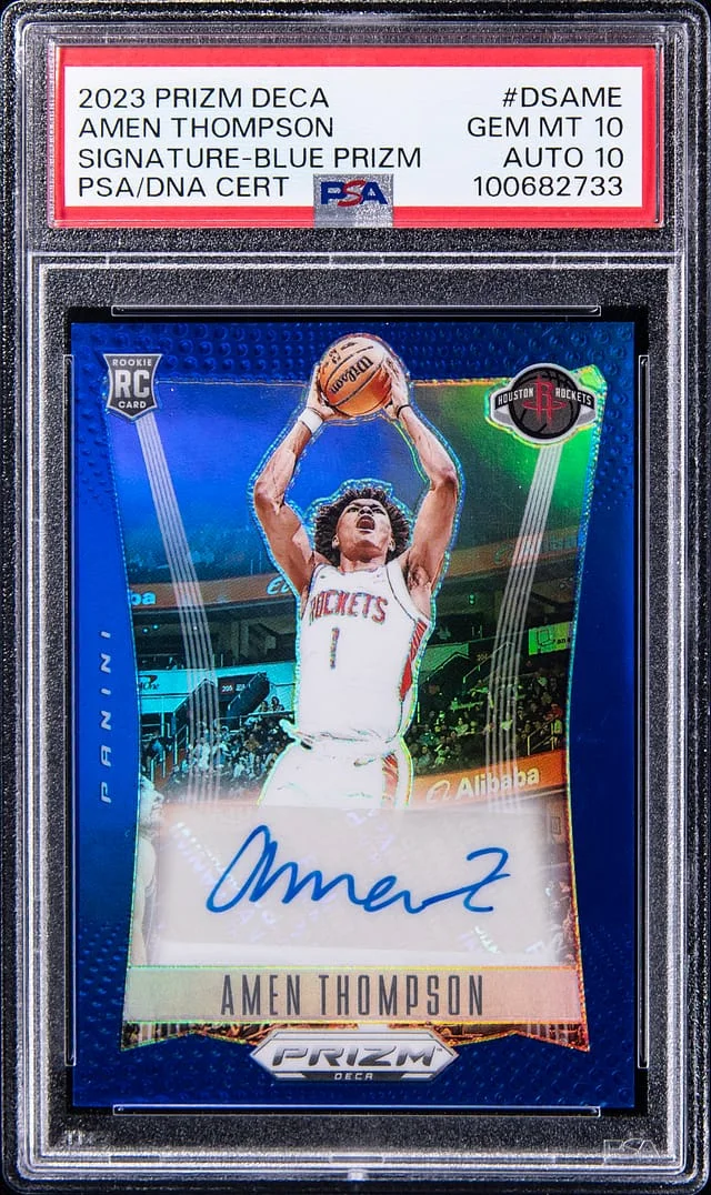 2023-24 Panini Prizm Amen Thompson Deca Signature Blue Prizm #DSAME card image
