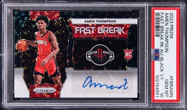 2023-24 Panini Prizm Amen Thompson Fast Break Autographs Black #FBR-AMN card image