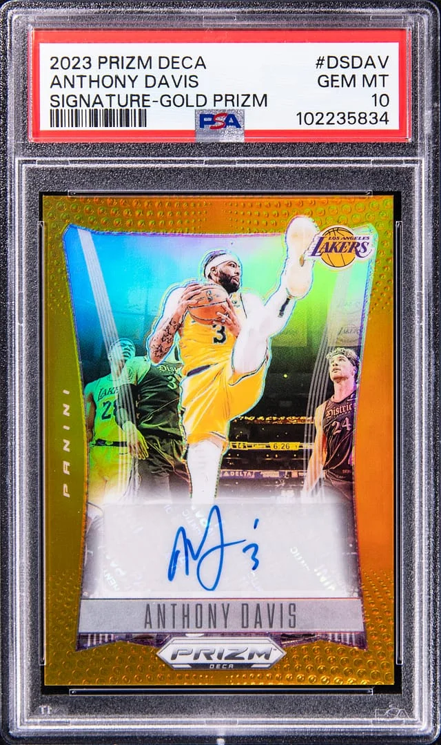 2023-24 Panini Prizm Anthony Davis Deca Signature Gold Prizm #DSDAV card image