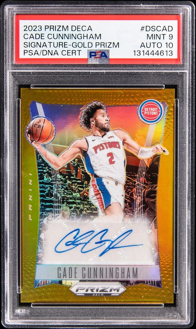 2023-24 Panini Prizm Cade Cunningham Deca Signatures Gold Prizm #DS-CAD card image