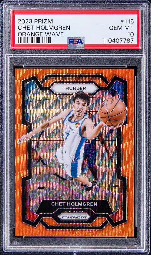 2023-24 Panini Prizm Chet Holmgren Green Pulsar #115 card image