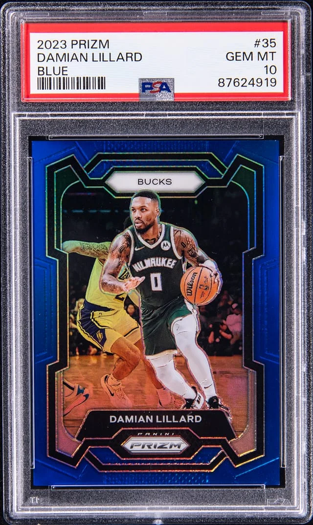 2023-24 Panini Prizm Damian Lillard Blue #35 card image