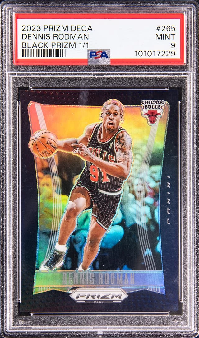 2023-24 Panini Prizm Dennis Rodman Deca Black Prizm #265 card image