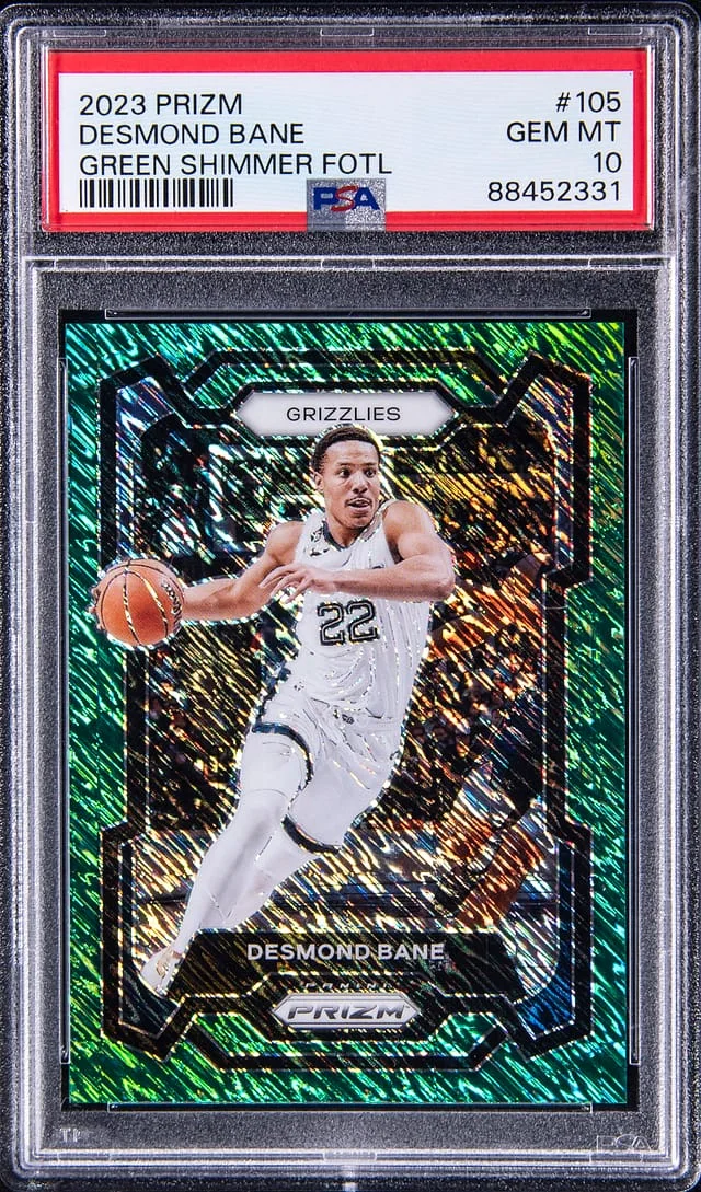 2023-24 Panini Prizm Desmond Bane Green Shimmer FOTL #105 card image