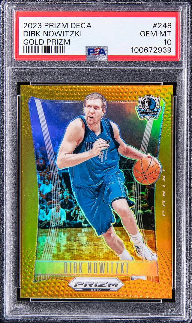 2023-24 Panini Prizm Dirk Nowitzki Deca Gold Prizm #249 card image