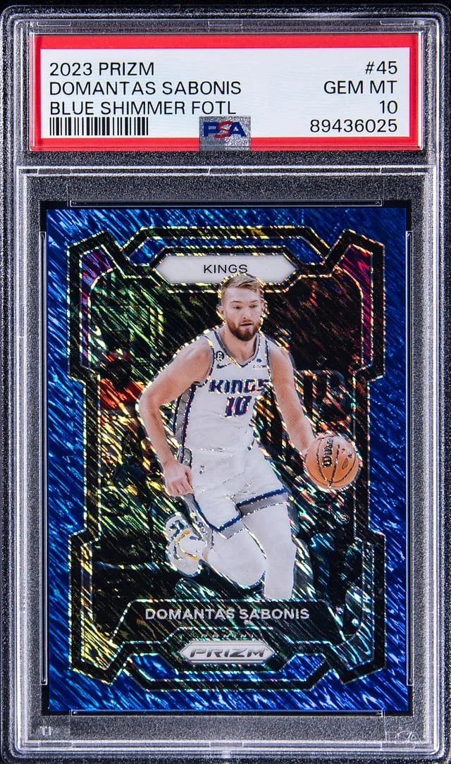 2023-24 Panini Prizm Domantas Sabonis Blue Shimmer FOTL #45 card image