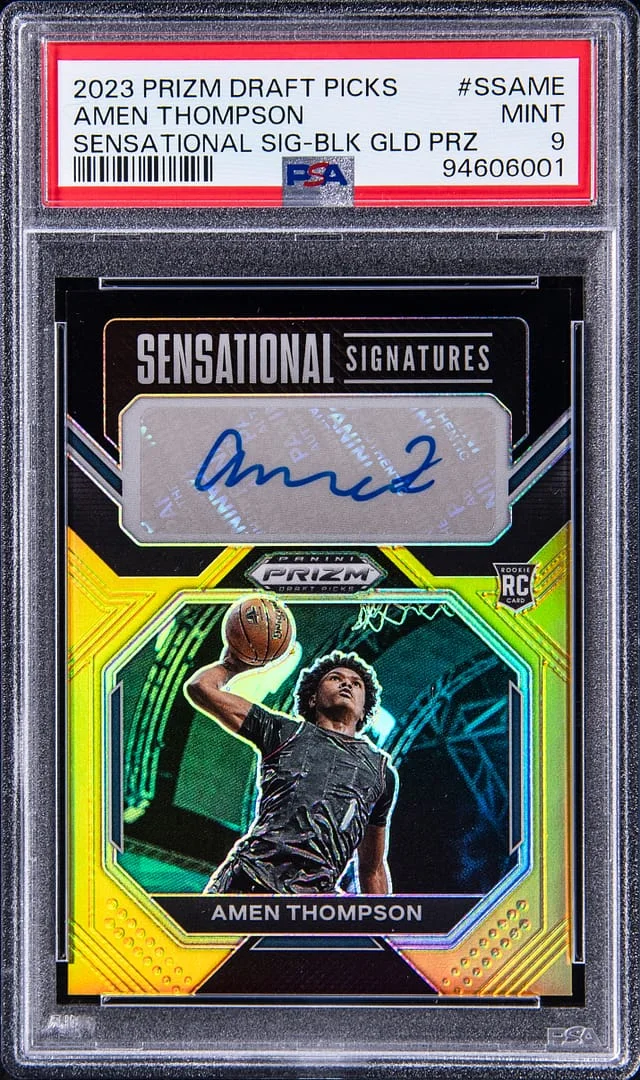 2023-24 Panini Prizm Draft Picks Amen Thompson Sensational Signatures Black Gold Prizm #SS-AME card image