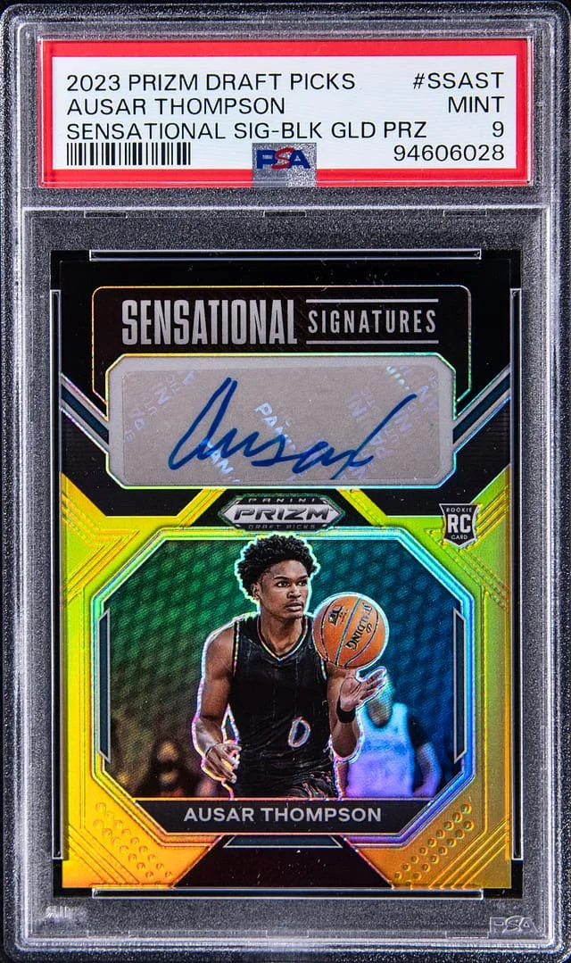 2023-24 Panini Prizm Draft Picks Ausar Thompson Sensational Signatures Black Gold Prizm #SS-AST card image