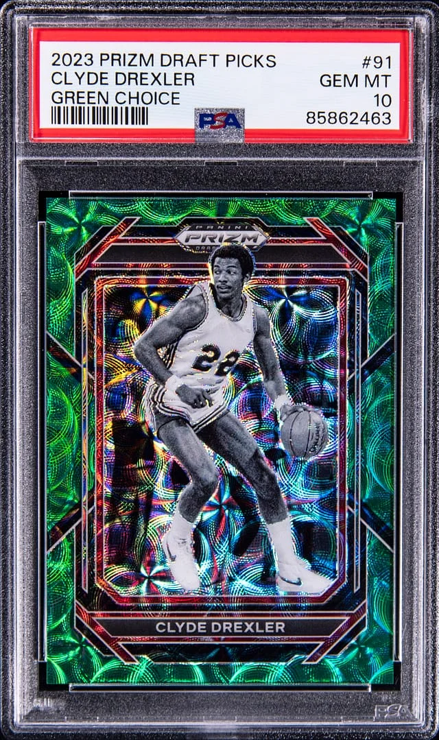 2023-24 Panini Prizm Draft Picks Clyde Drexler Green Choice #91 card image