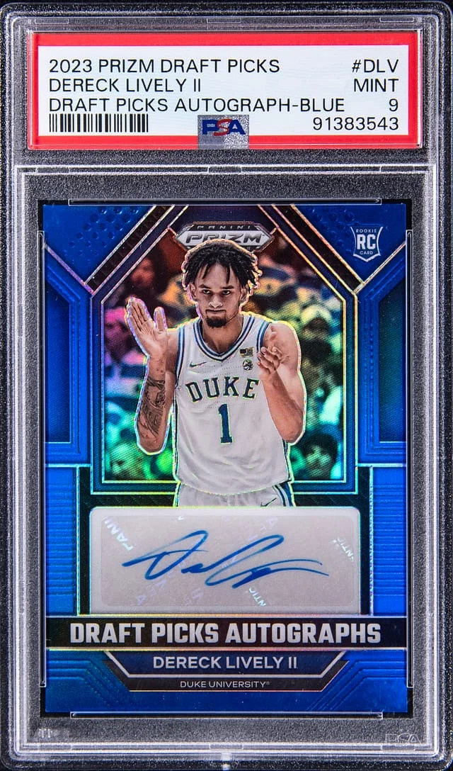 2023-24 Panini Prizm Draft Picks Dereck Lively II Draft Picks Autograph-Blue #DLV card image