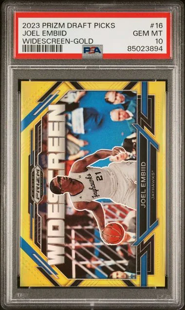 2023-24 Panini Prizm Draft Picks Joel Embiid Widescreen Gold #16 card image