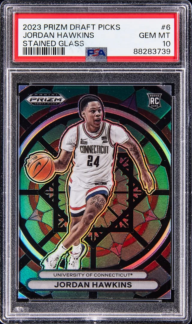 2023-24 Panini Prizm Draft Picks Jordan Hawkins Stained Glass #6 card image