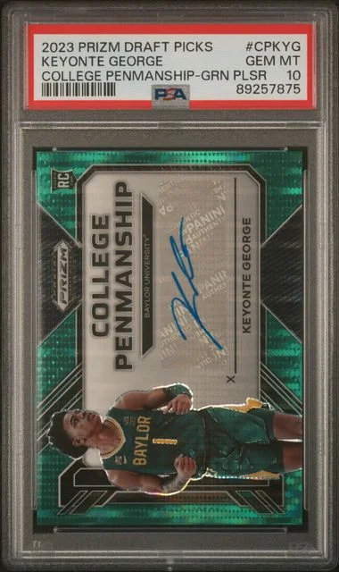 2023-24 Panini Prizm Draft Picks Keyonte George College Penmanship Green Pulsar #CPKYG card image